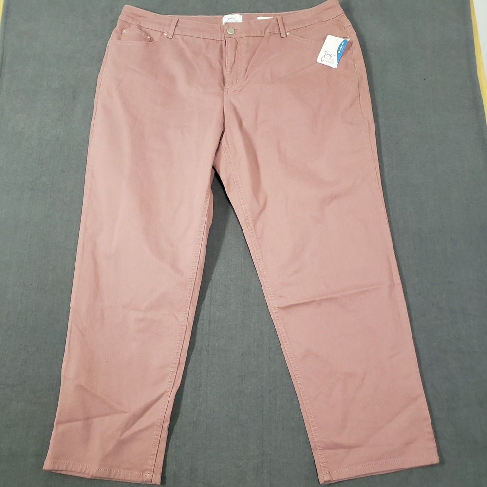 Just My Size Pants Womens 26W Pink Mauve Classic Fit Straight Leg Twill NEW